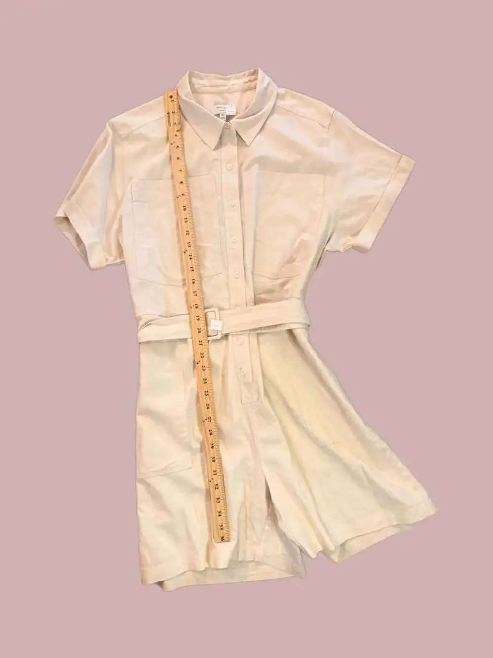 Banana Republic Linen Blend Short Sleeve Belted Utility Romper